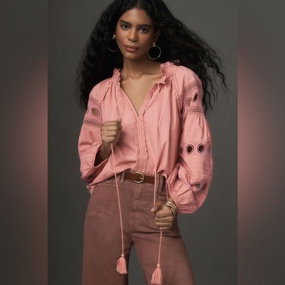 Anthropologie Forever That Girl Long-Sleeve V-Neck Peasant Blouse - Picture 4 of 11